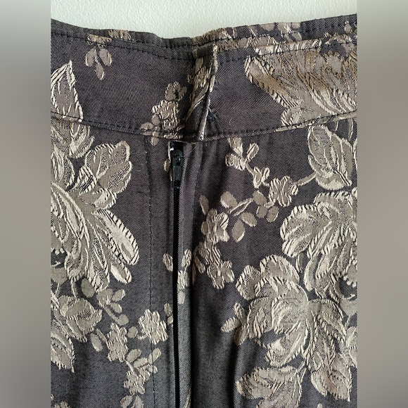 Vtg Unbranded Bronze & Gold Metallic Brocade Floral Pencil Skirt - Picture 7 of 8